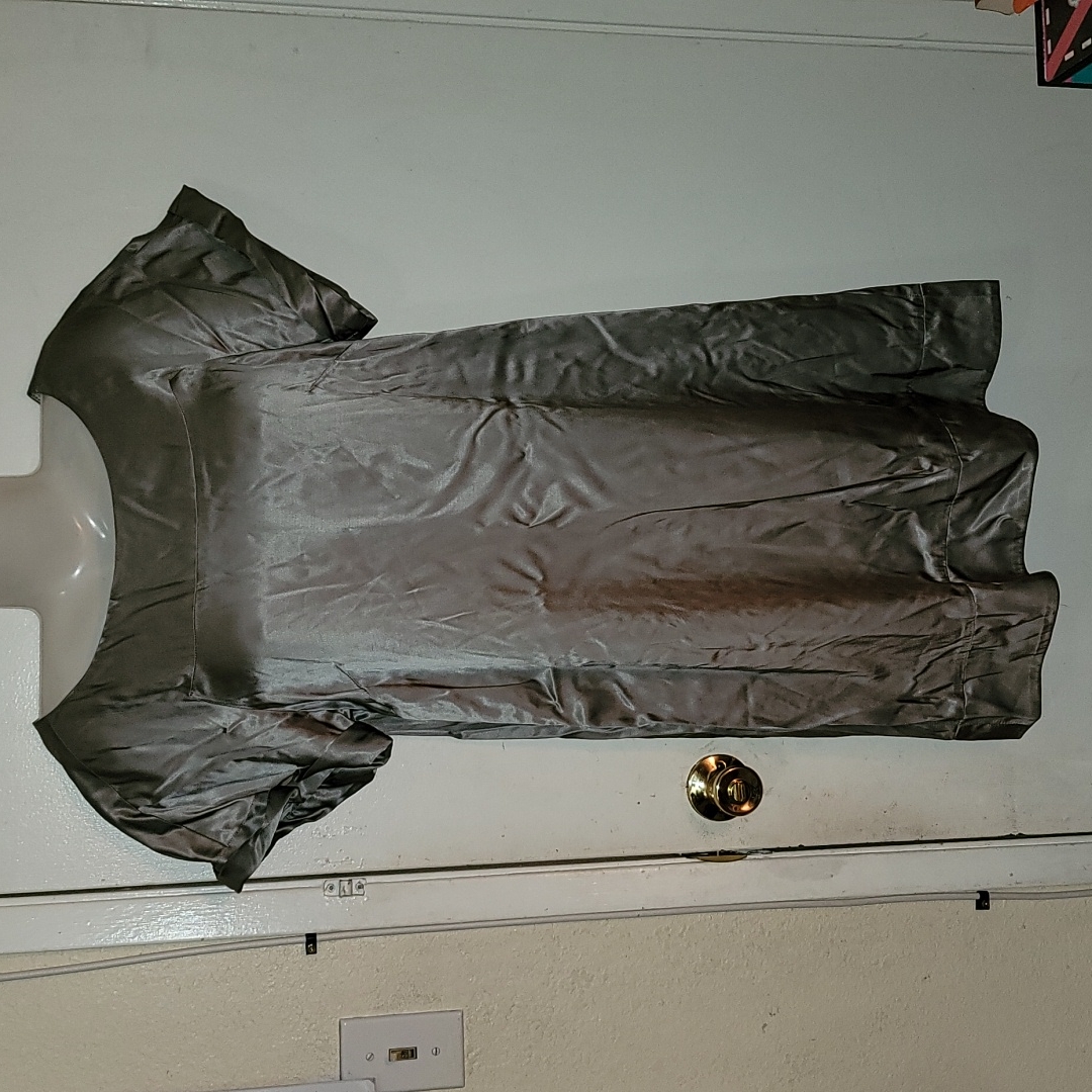 French Connection Dress Silky Silver Metallic New Zip Up B30
